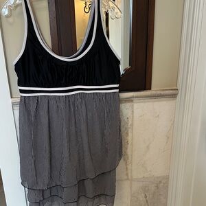 Black and White Striped Women's One Piece Swimsuit